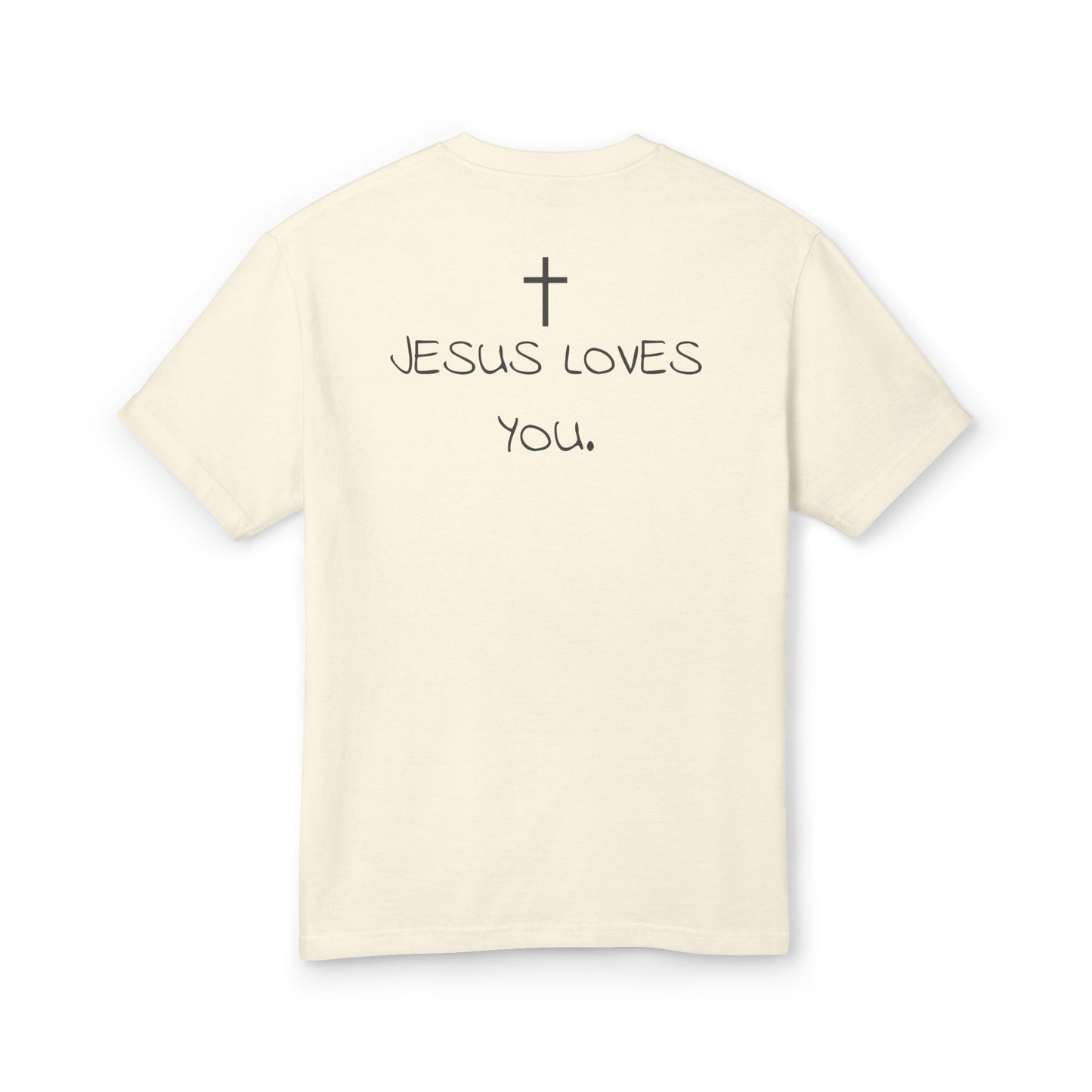 Camiseta oversize lavada con la frase "Jesús te ama"